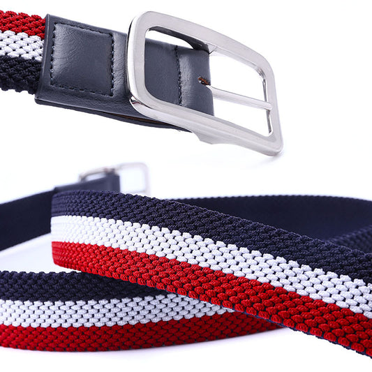Men's Belt With Elastic Woven Buckle