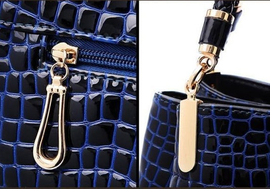 Square Vertical Section Crocodile Pattern Women Handbag