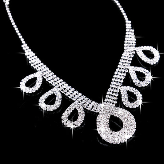 Two Piece Rhinestone Necklace and Ear Ring Set