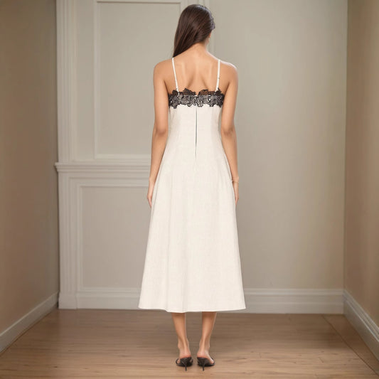 Womens Stylish Lace Off-shoulder Slip Dress