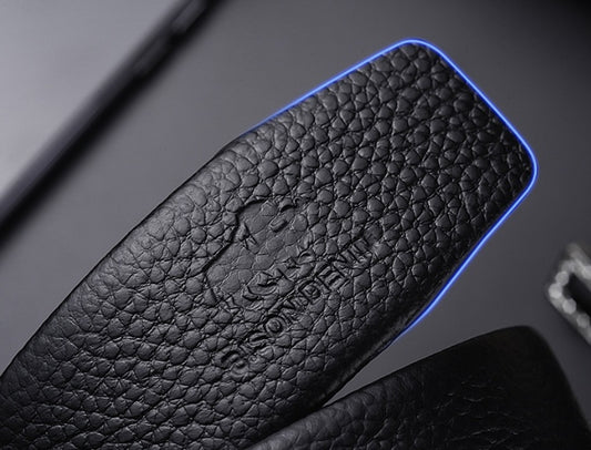 Men's Bison Denim Leather Belt Business Automatic Buckle Belt