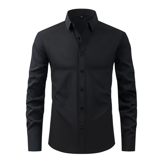 Full Elastic Force Natural Color Button Men's Shirt