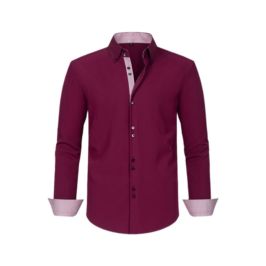 Mens Four-Way Stretch Polka-Dot Colorblock Shirt - Regular Fit