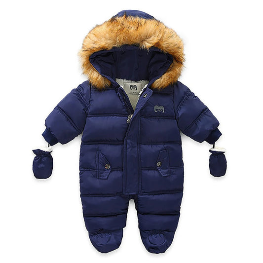 0 - 24 Months Boys and Girls Real Fur Warm Down Jacket Coat Jumpsuit